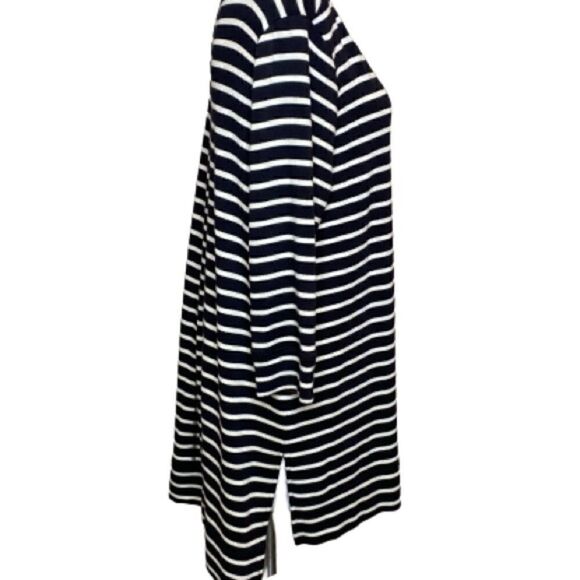 Caslon black and white striped 3/4 sleeve tunic top size L - Picture 2 of 14